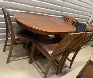 Wood Counter Height Dining Table with 4 Chairs