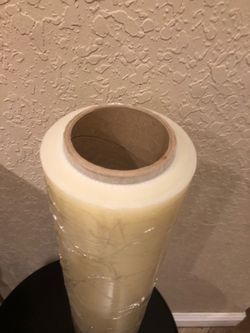 Industrial-sized roll of plastic wrap  stretch wrap (also known as stretch film