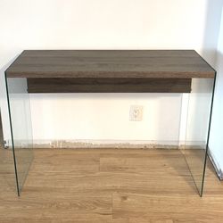 Console Table Entryway Table Desk Wood And Tempered Glass (New $194)