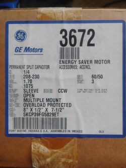 GE 1/4 HP Blower Motor 3672 - NEW