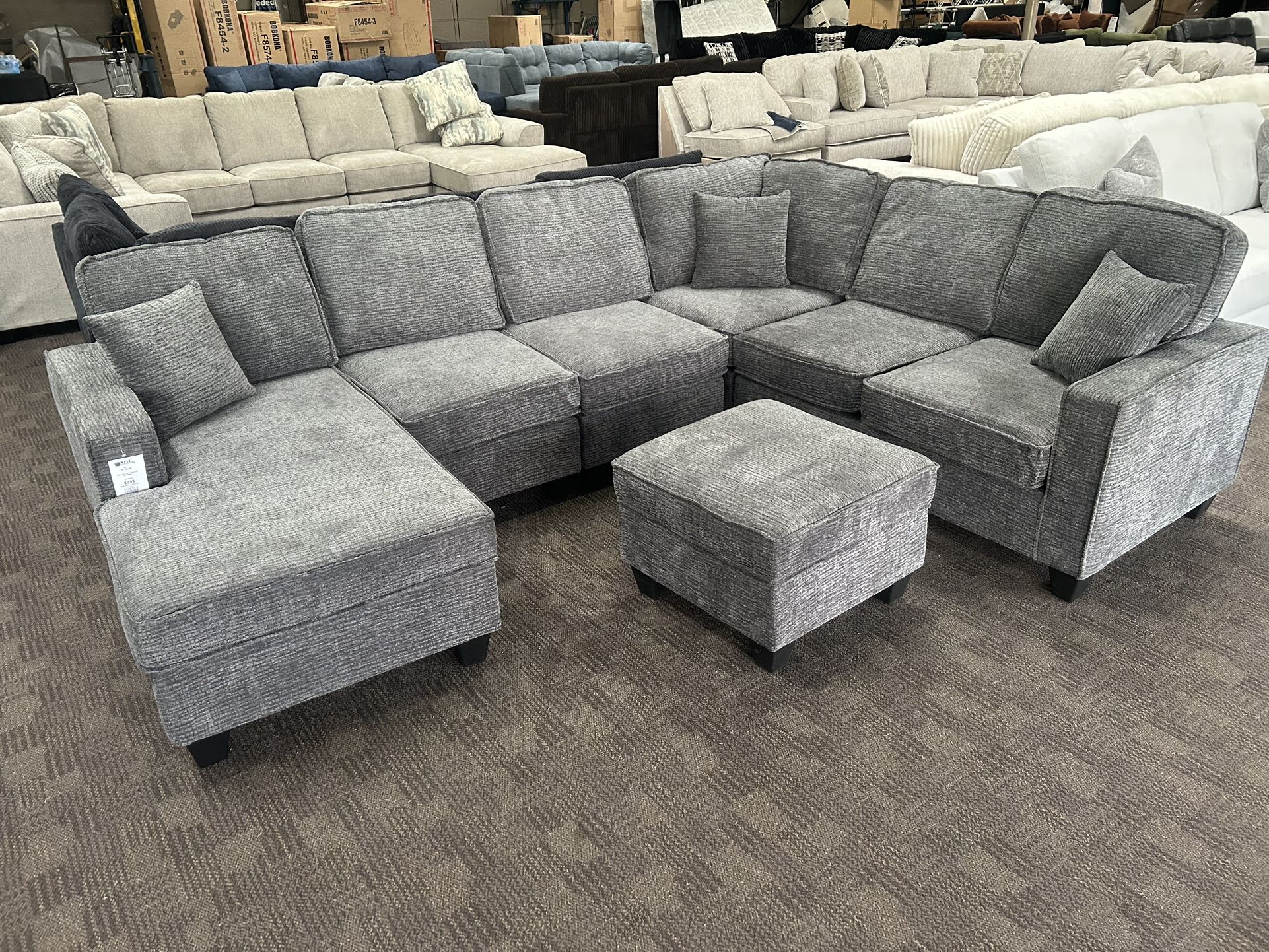 Large Reversible Charcoal Gray Sectional Set (also Comes In Black!)