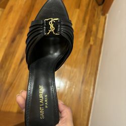 Inspired by Saint Laurent Black Leather Mules
