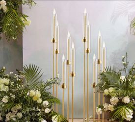 Golden 6-Arm Floor Candelabra Set of 4.