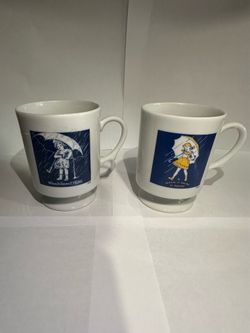 Vtg morton salt umbrella girl mugs
