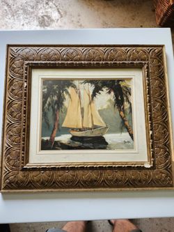 Tropical Boat Framed Wall Art Sailboat Tropical Coastal Decor