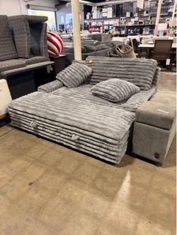 Thomasville Oversized Fabric Chair With Storage Ottoman