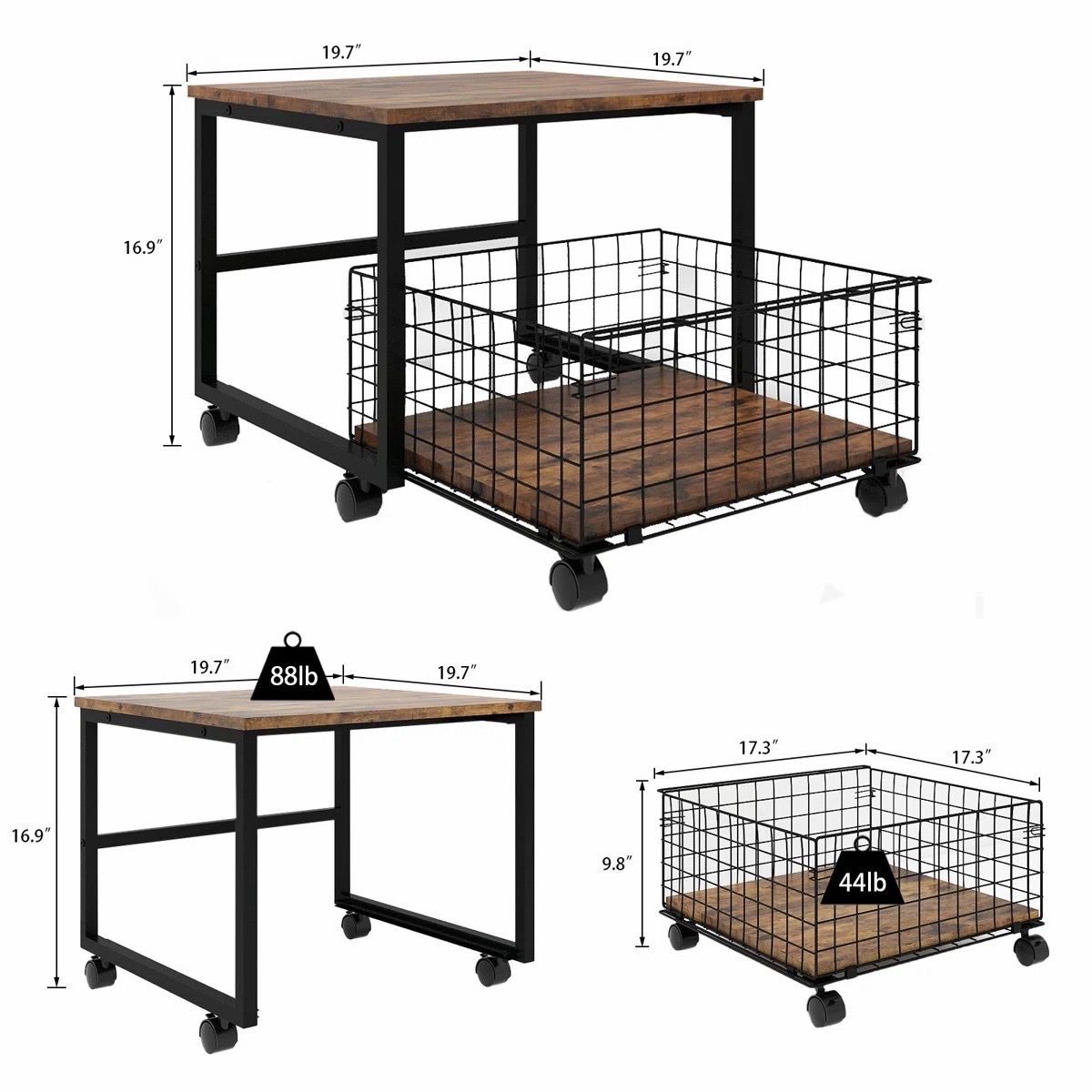 Mini Fridge Stand with Mobile Drawer
