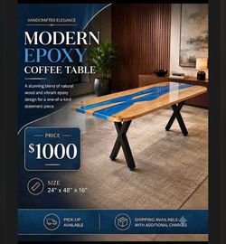 Handcrafted Modern Epoxy Coffee Table