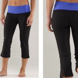 LULULEMON Purple Black Gather & Crow Crop Leggings