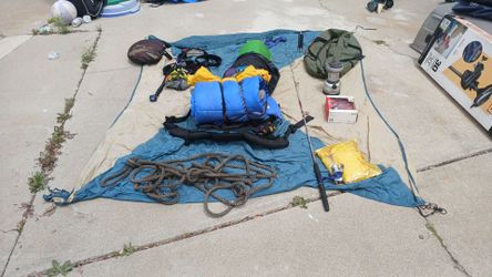 Backpack, camping gear