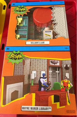 Batman DC Retro 66 Classics TV Series Villain's Lair Playset And Wayne Manor  Library Playset McFarlane New