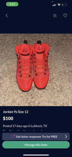 Jordan 9s Size 12