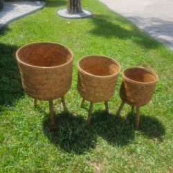 3  BASKET STYLE PLANT POTS OR ETC!
