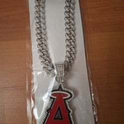 Angels Rhinestone Pendant Necklace 
