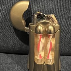 Vintage Silver Metal Butane Lighter Unique Design