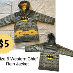 Western Chief Batman Raincoat Boys Size 6