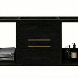 New 39.4" Wall Mounted Bathroom Vanity , Modern Floating Bathroom Cabinet 2 Drawers, Wood Hanging Bath Room Cabinet with Soft