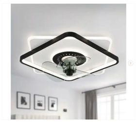 Cotti 20 in. Integrated LED Indoor White Square Low Profile Ceiling Fan with Light - New