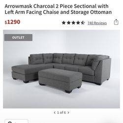 Charcoal Sectional Couch 