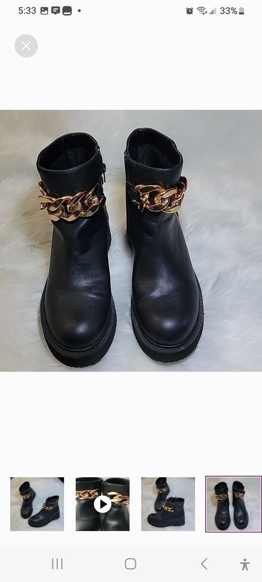 Bamboo Black Wedge Boots Size 7.5