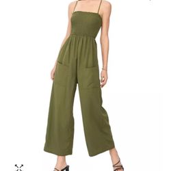 Demetria Square Neck Smocking Jumpsuit