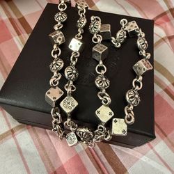 Chrome Hearts Dice Chain Necklace Sterling Silver