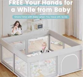Large Baby Play Yard with Mesh Sides