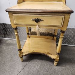 Paint Decorated French Provincial or Hollywood Regency Two-Tiered Side Table of Nightstand