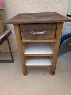 Rustic Wood Nightstand / Side Table with Drawer & Shelves