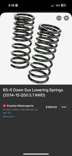 RS-r Down Sus Lowering Springs 2014-15 Infiniti Q50 3.7 (AND Only)