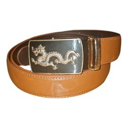 Men's Genuine Leather Belt Dragon Pattern Automatic Buckle.
