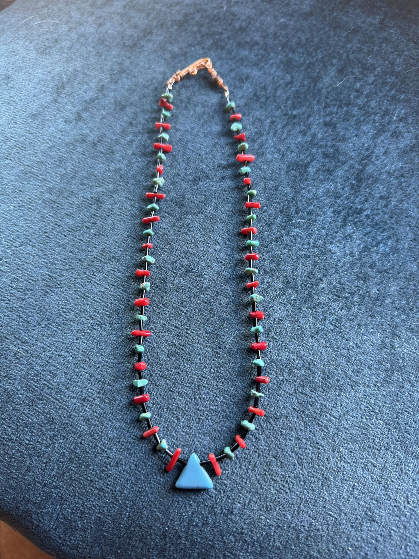 Turquoise And Coral Handmade Necklace 
