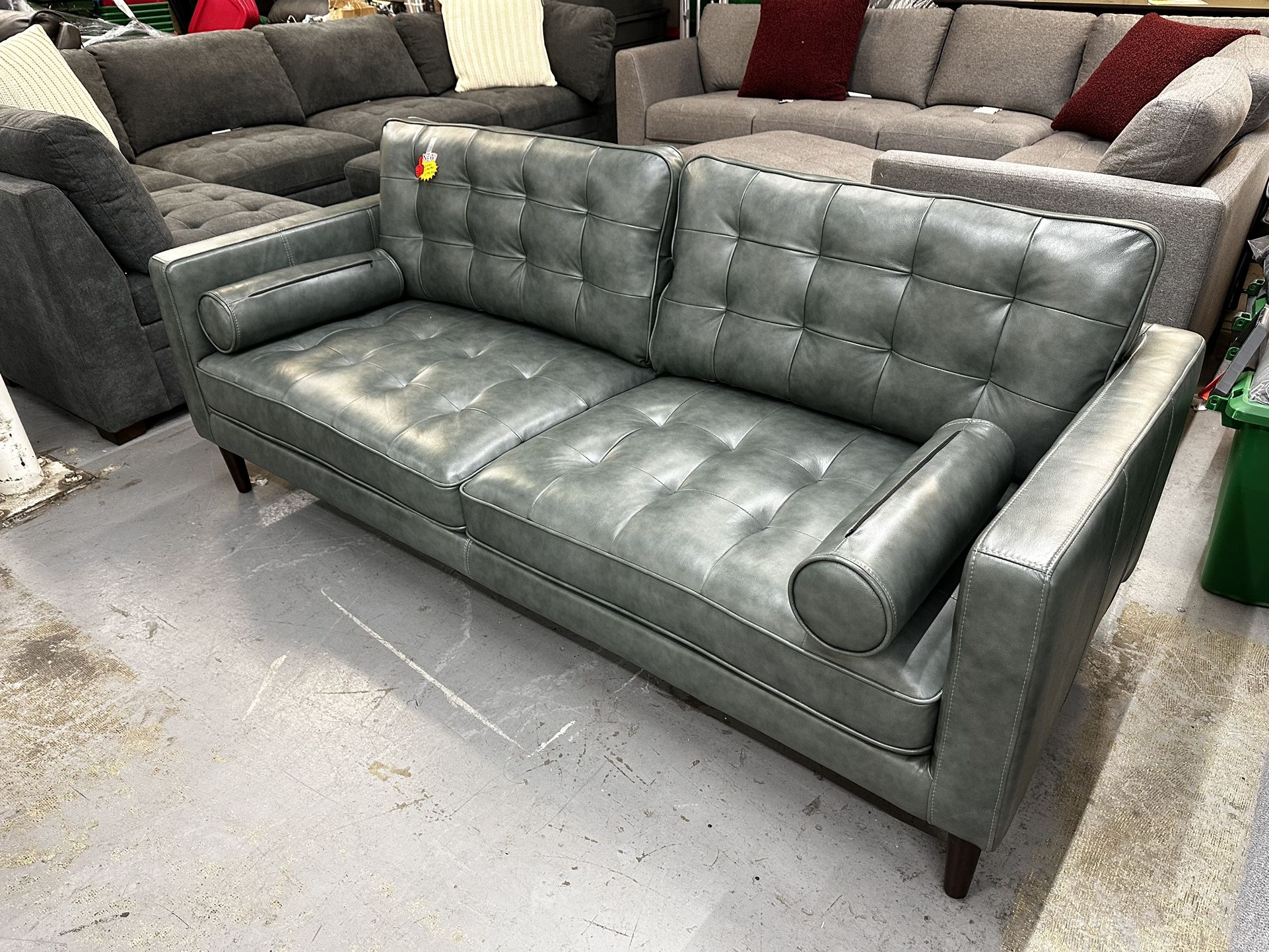 Green Leather Sofa Pick Up Same Day