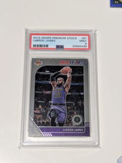 2019 Hoops Premium Stock LeBron James #87 PSA 9 trading card