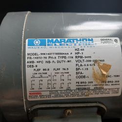 Marathon Electric Motor 2 HP 3-Phase 3495 RPM