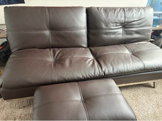 Leather couch and ottoman