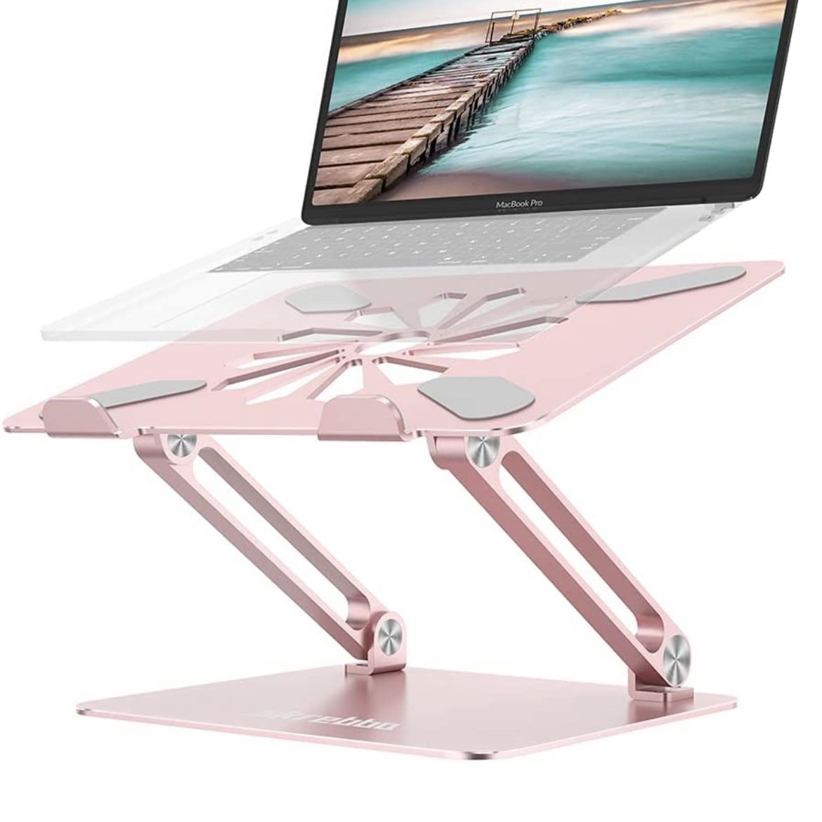 Laptop Stand, Adjustable Computer Riser Notebook Holder for Laptop, Ergonomic Foldable Portable Laptop Lift for Desk