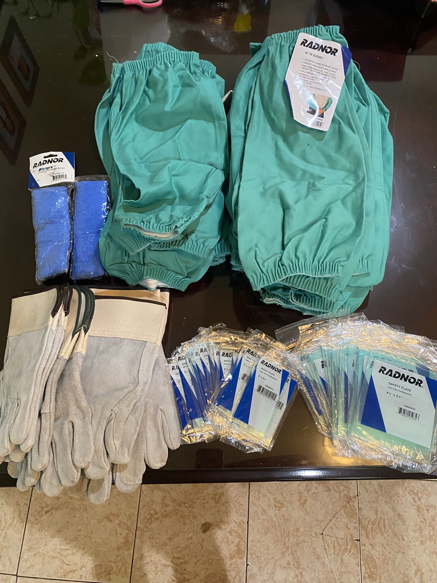 Welding RADNOR LEATHER GLOVES & Sleeves Safety Plate