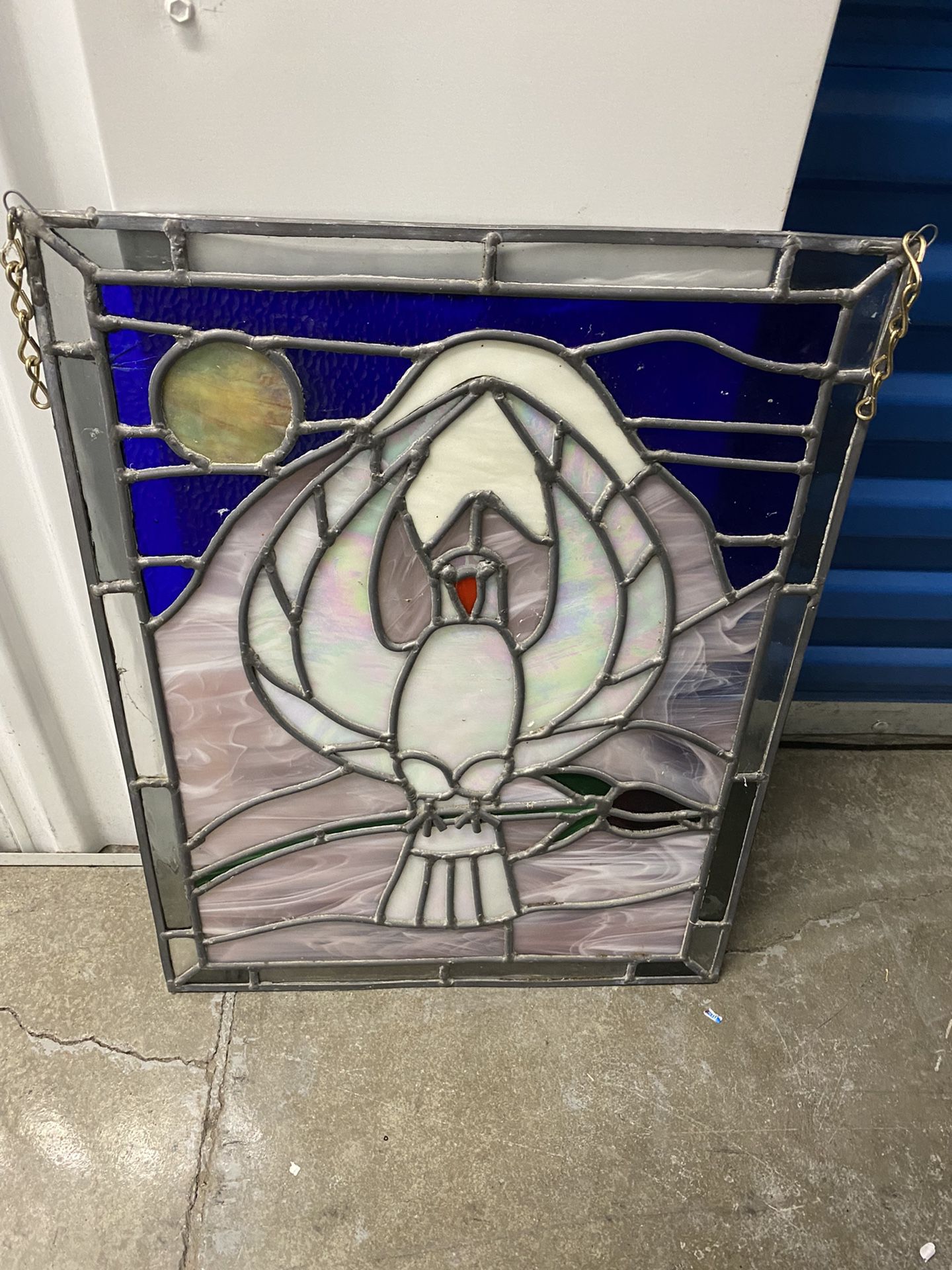 Willing To Ship! Handmade Vintage (Heavy!) Stained Glass With Dove Design 