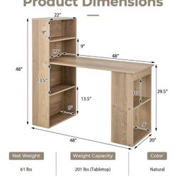  Brand New 48” Desk With Built In Bookshelf🪑✨