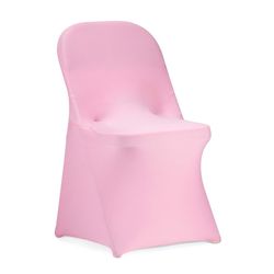 Peomeise Stretch Spandex Folding Chair Cover for Wedding Party Dining Banquet Event (Pink with Open Back,25pcs)