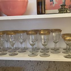Vintage Tiffin-Franciscan Gold-rimmed Glassware Set Of 29