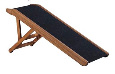 Foldable Wooden Walnut Pet Ramp with Safe Landing Platform Non Slip