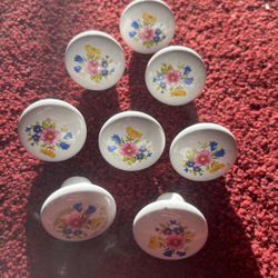 Porcelain Floral Knobs