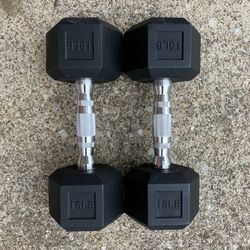 15 lb dumbbells 15lb 15lbs dumbbell set 30 lbs total Rubber hex weights weight pair pounds pound 