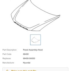 Hyundai 66400-3K010 Panel Assembly-Hood 2005-2010 Hyundai Sonata GENUINE OEM 
