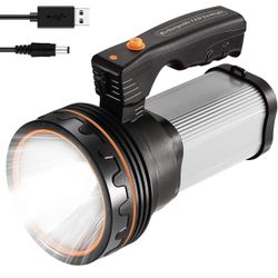 CSNDICE 35W Rechargeable Handheld Flashlights- High Lumens Spotlight 9000 Lumens, IPX45 Waterproof Rechargeable Spotlight USB Output 6600mAh, Can be U
