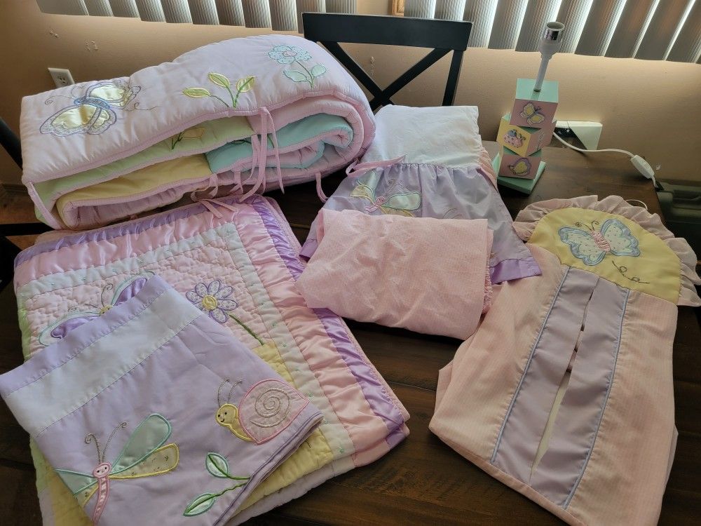 Vintage Kidsline Gossamer Wings Butterfly 8pc Crib Set