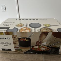 New Calphalon 12pc Hard Anodized Aluminum Nonstick Cookware Set: Oven-Safe, Dishwasher-Safe- Sealed Box