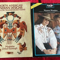 VTG 2 North American Indian Designs & Western Wonders Transfer Patterns Books
